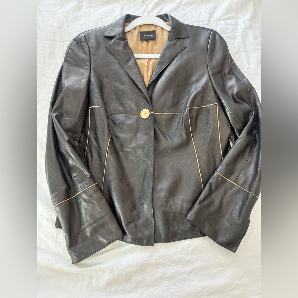 AKRIS Leather Single Button Blazer EUC C000 - Picture 2 of 10